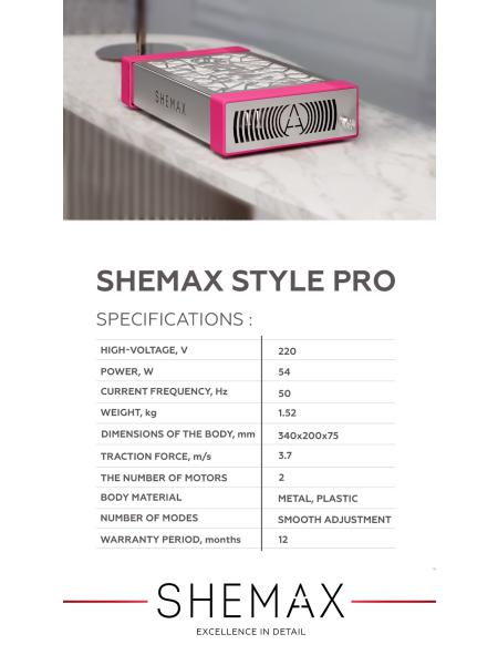 Profesjonalny Pochłaniacz Pyłu SHEMAX Manicure Style PRO Light Pink - 5